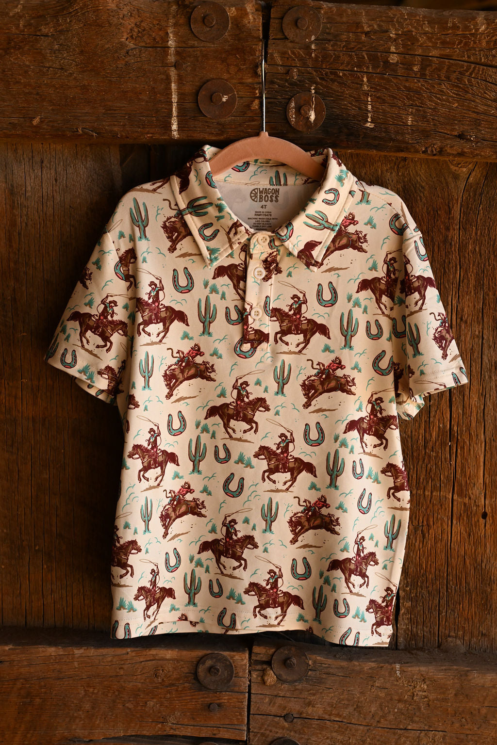 BROWN ROPING COWBOY POLO (WB33)