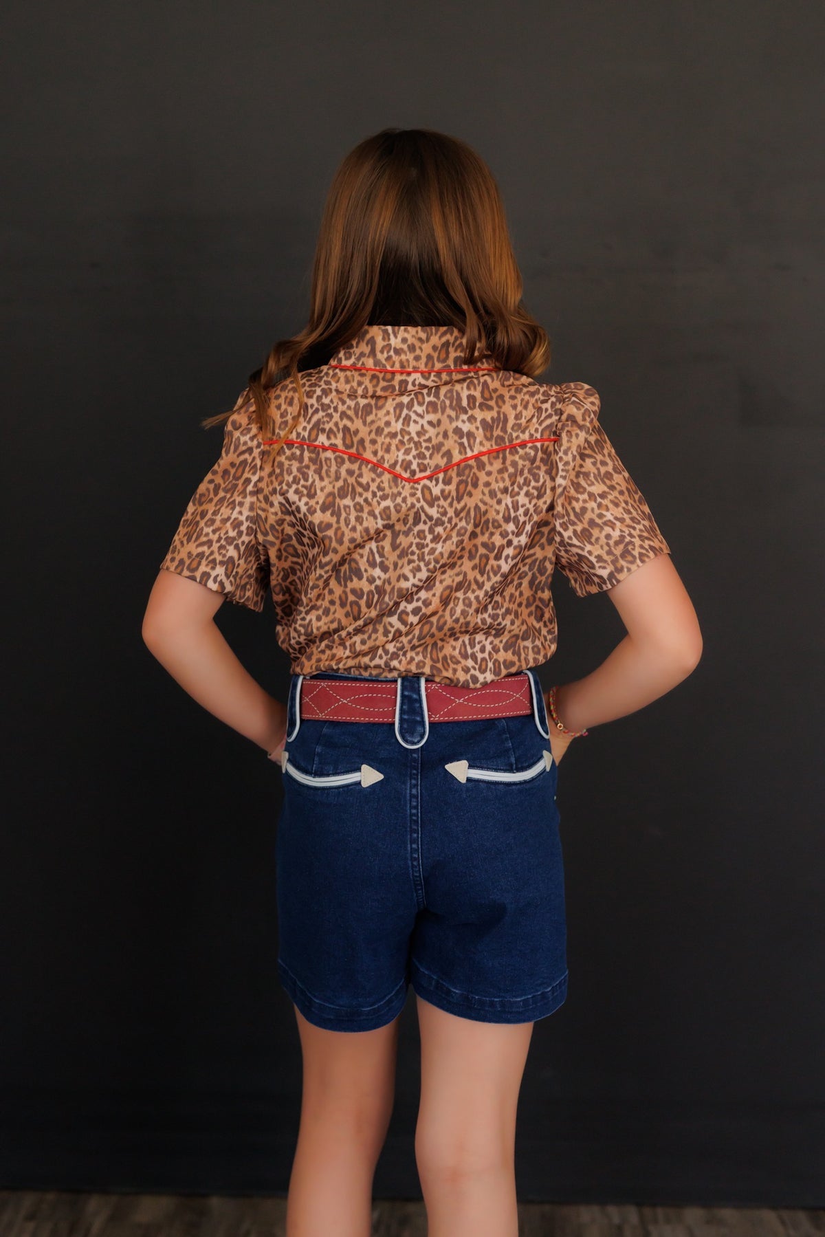 Leopard/Red Short Sleeve Pearl Snap (WB2707)