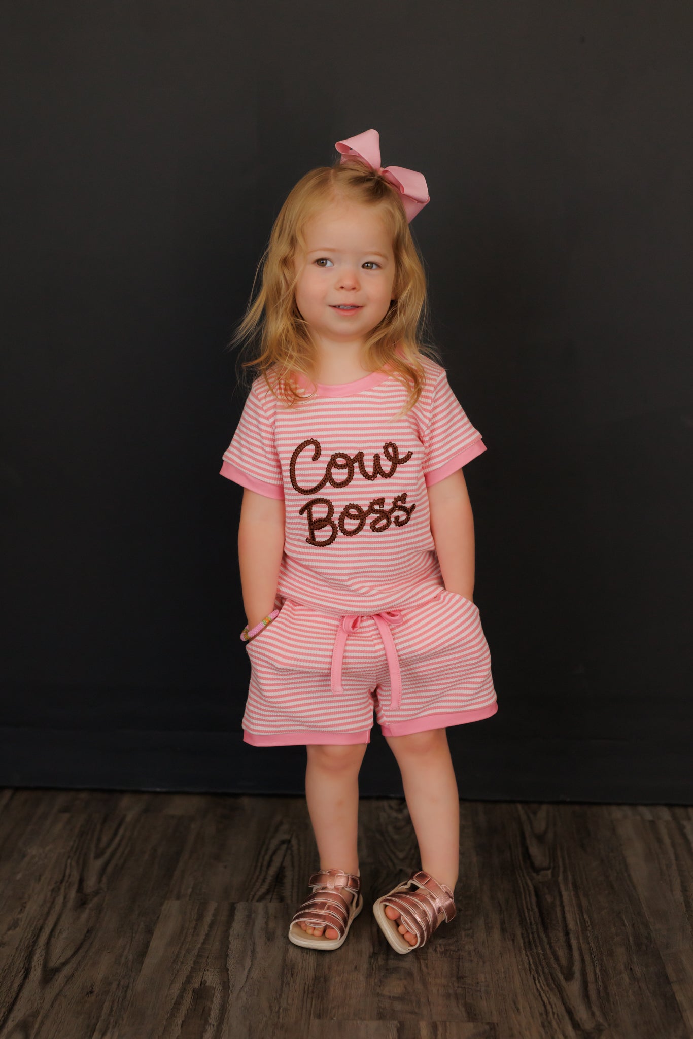 Pink Stripe Cow Boss Short Set WB18