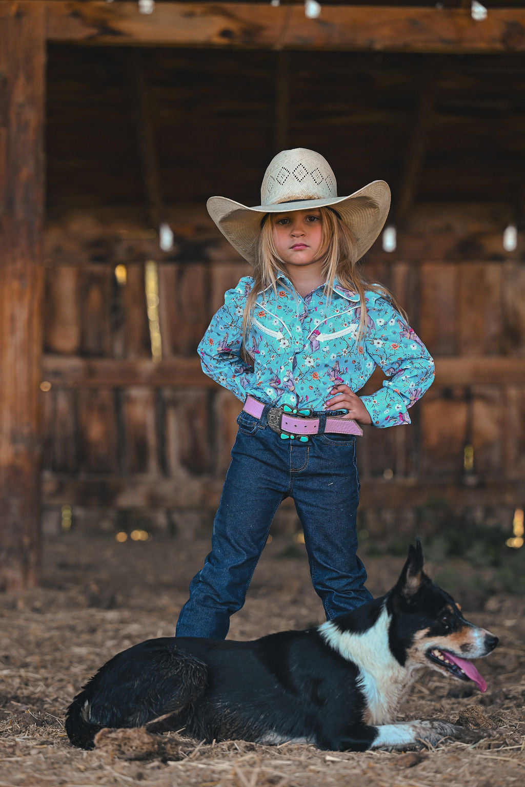 Performance Shirt, Blue Floral Cowgirl WB2710