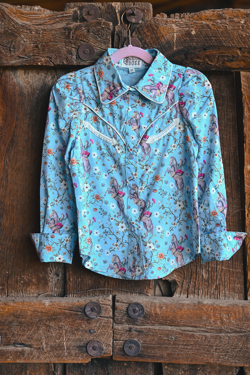 Performance Shirt, Blue Floral Cowgirl WB2710