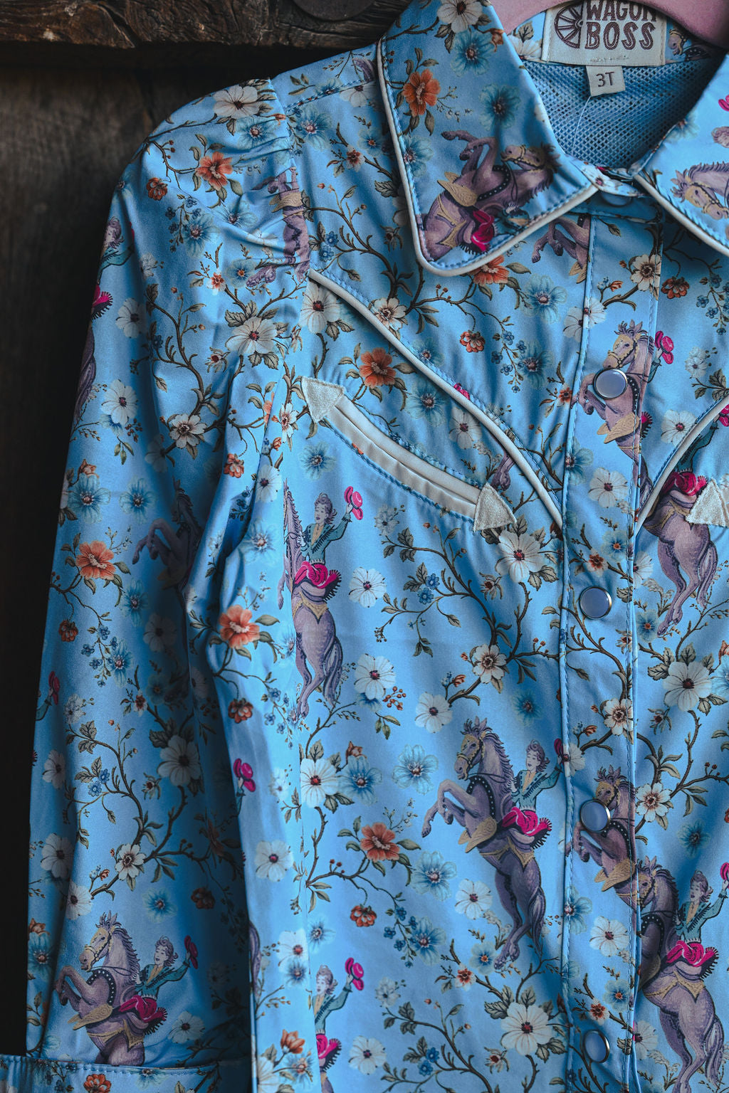 Performance Shirt, Blue Floral Cowgirl WB2710