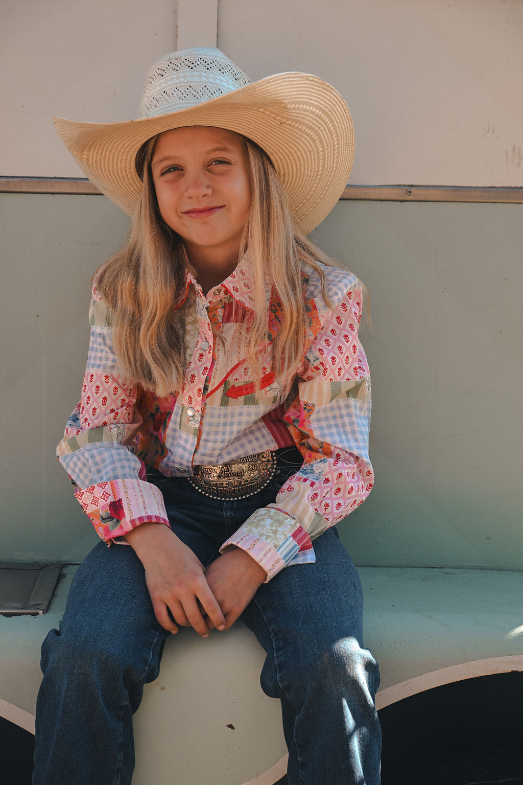 Patchwork Long Sleeve Pearl Snap Shirt
