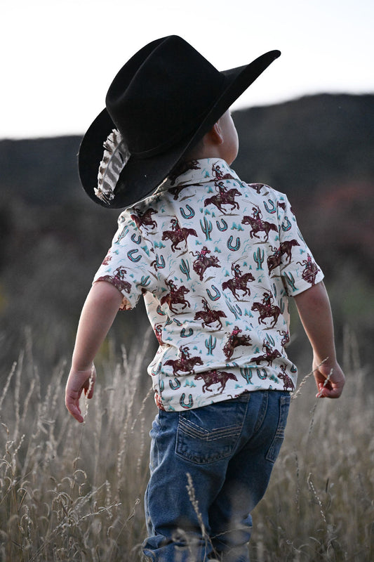 BROWN ROPING COWBOY POLO (WB33)