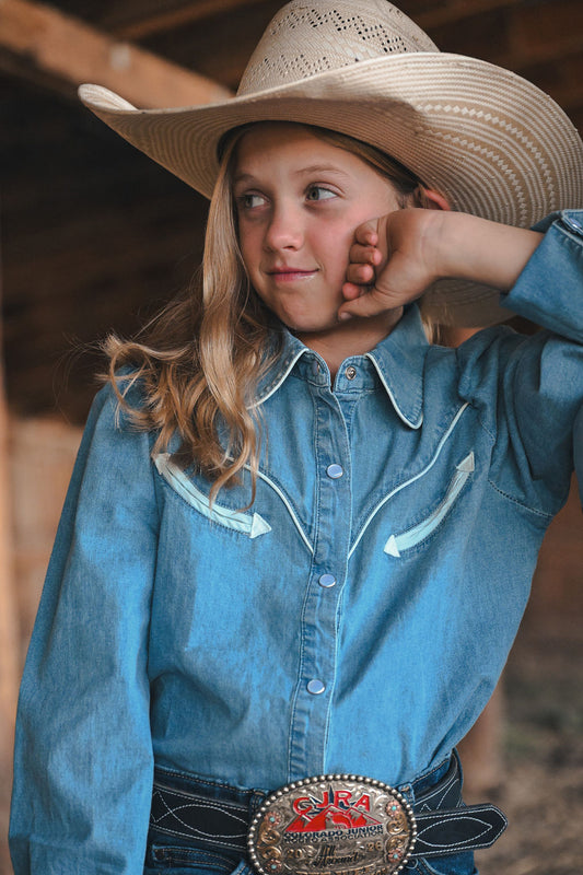 Denim Long Sleeve Pearl Snap WB2708