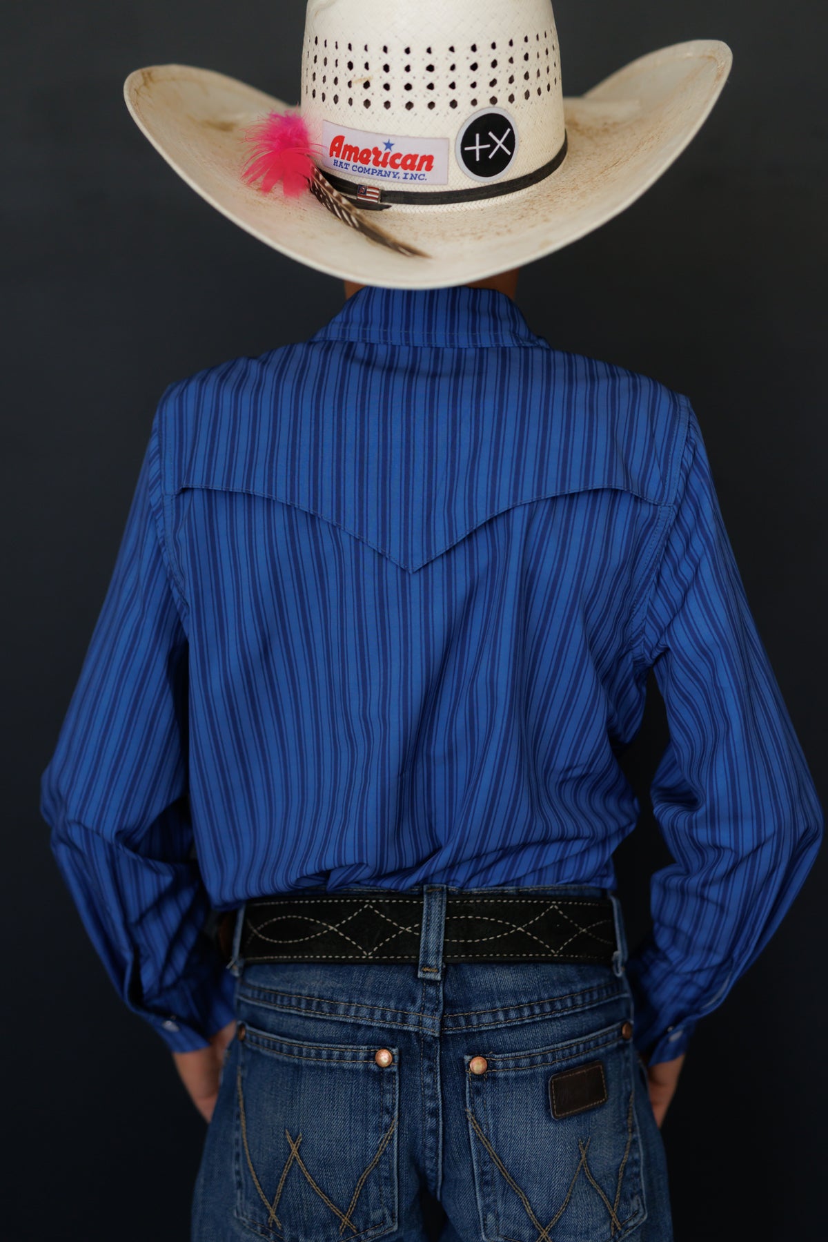BOYS PERFORMANCE PEARL SNAP LONG SLEEVE BLUE STRIPE WB34
