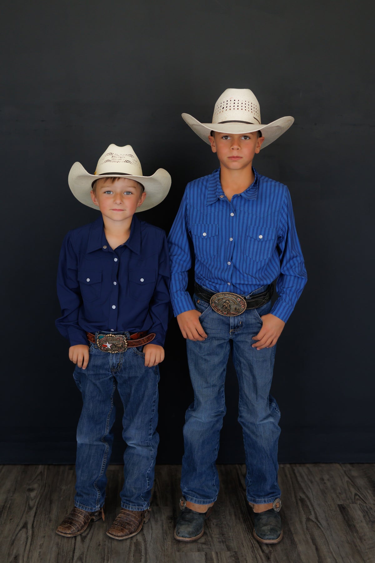 BOYS PERFORMANCE PEARL SNAP LONG SLEEVE BLUE STRIPE WB34