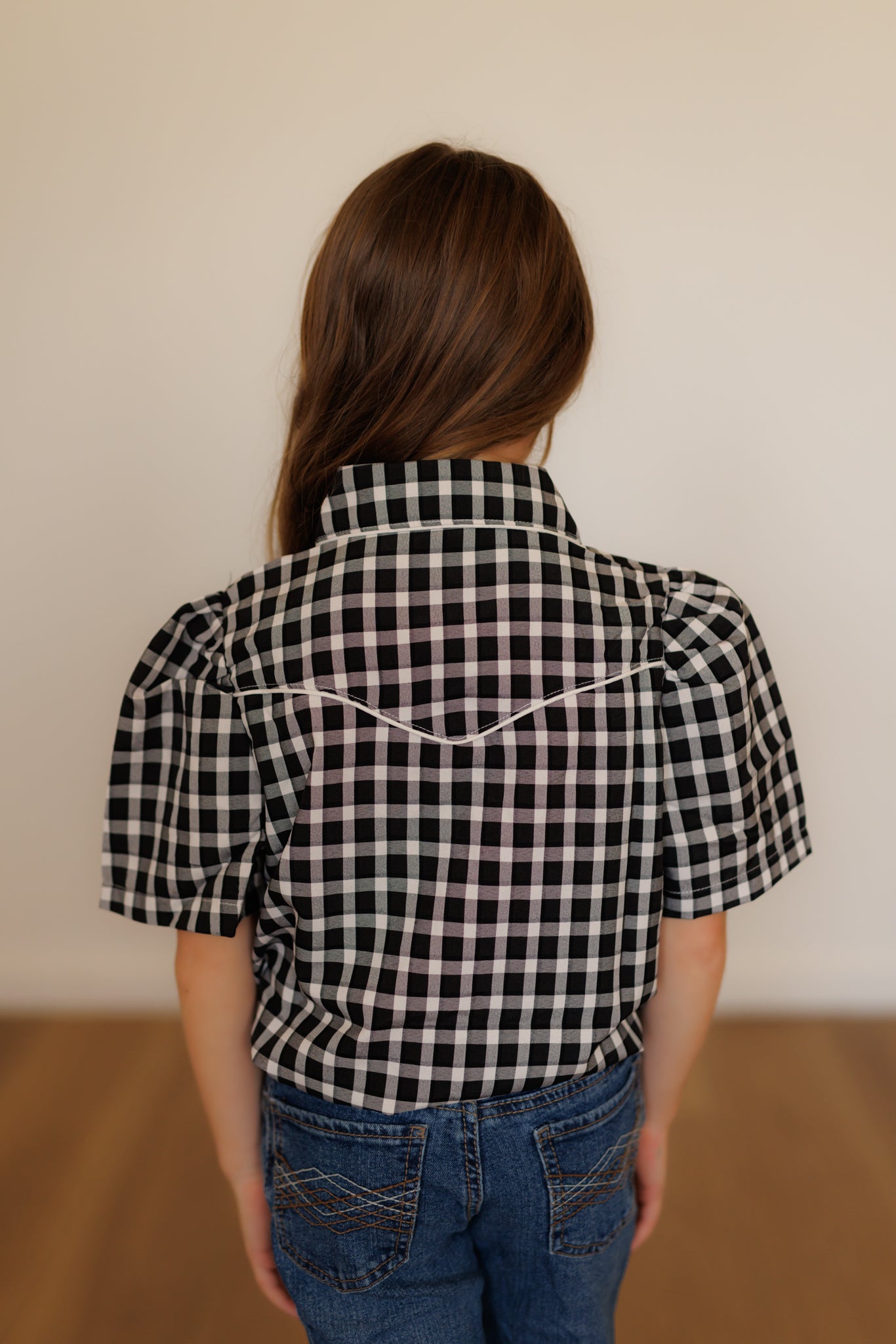 WB2707 BLK GINGHAM SS PEARL SNAP