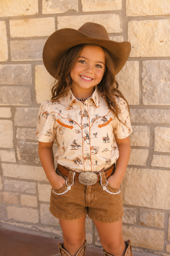 Western Things Short Sleeve Pearl Snap Shirt (WB2707)